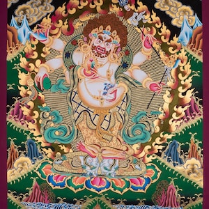 White Mahakala Thangka Painting | Handpainted thangka arts | Room decor and Spiritual practices