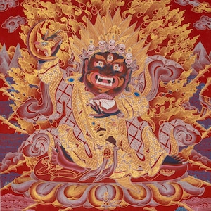 Wrathful Mahakala Thangka Painting | Tibetan Protector Deity | Handpainted Buddhist Art | Powerful Spiritual Wall Decor