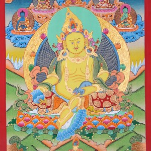 Zambala Thangka | Hand Painting on Cotton Canvas from Nepal | Zambala Thangka for Wealth and Prosperity