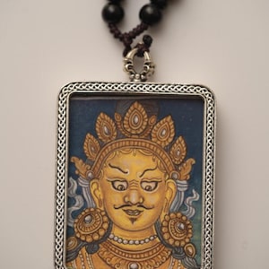 Handcrafted Zambala Ghau Thangka Locket – Tibetan Amulet of Wealth, Abundance & Divine Protection