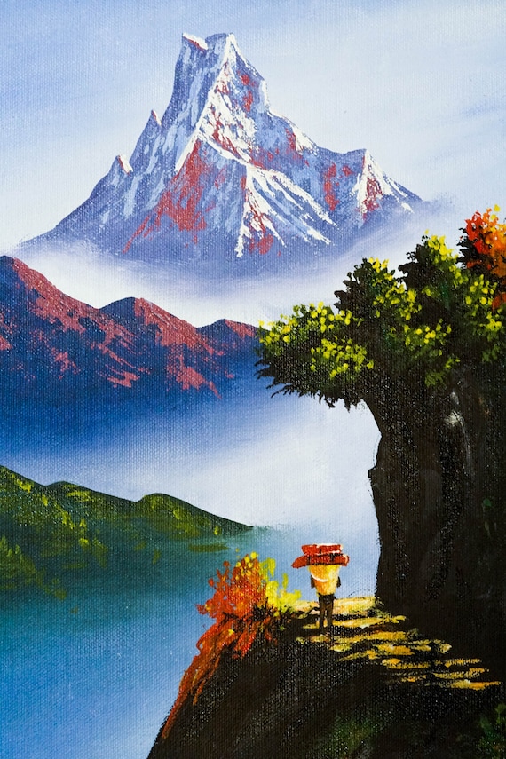 Mount Fishtail, Pokhara Nepal Original Oil Painting - Hand Painted