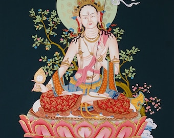 Dukkar Thangka Painting | White Umbrella Goddess Tibetan Buddhist Art (60x45cm)