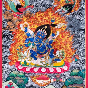 6 hand Mahakala Thangka Painting | Tibetan Thangka Art of Protector Deity | Best for spiritual practice