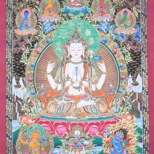 Handpainted Chengresi Thangka | Tibetan Buddhist Art | Best for Spirituality