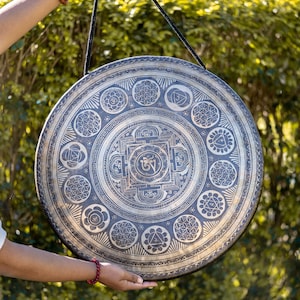 Tibetan Gong with 7 Chakra Art | Authentic Handmade Gong for Group sound healing and meditations at best price