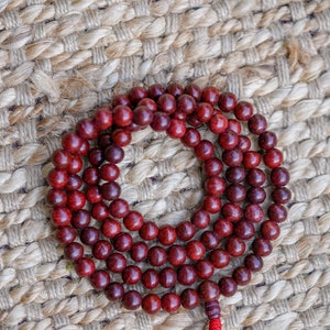 Genuine Rosewood Mala: Natural Wood Prayer Beads - Sacred Jewelry