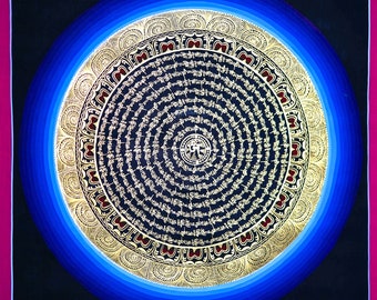 Round Mandala | Om Mandala Thangka | Wall hanging Decoration for Positivity | Tibetan Thangka Art