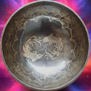 Koi Fish Singing Bowl for Harmony & Abundance | Hand-Carved Tibetan Bowl for Meditation | Spiritual Healing and Sound Therapy
