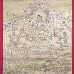 Groene Tara Pure Land Thangka | Boeddhistische Tibetaanse kunst | Beste voor wanddecoratie en spiritualiteit