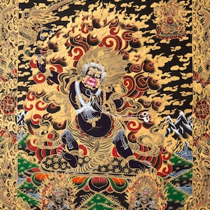 Vajrapani Thangka Painting | Tibetan Buddhist Protector Deity | Hand-Painted Himalayan Spiritual Art | Meditation & Altar Wall Decor