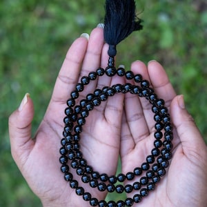 Black Onyx Mala Beads Necklace | Protection, Grounding & Strength |Handcrafted Spiritual Jewelry for Confidence and Balance