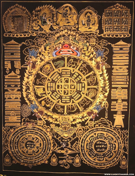 Tibetan Astrology Calendar Thangka Losar New Year Tibetan Etsy
