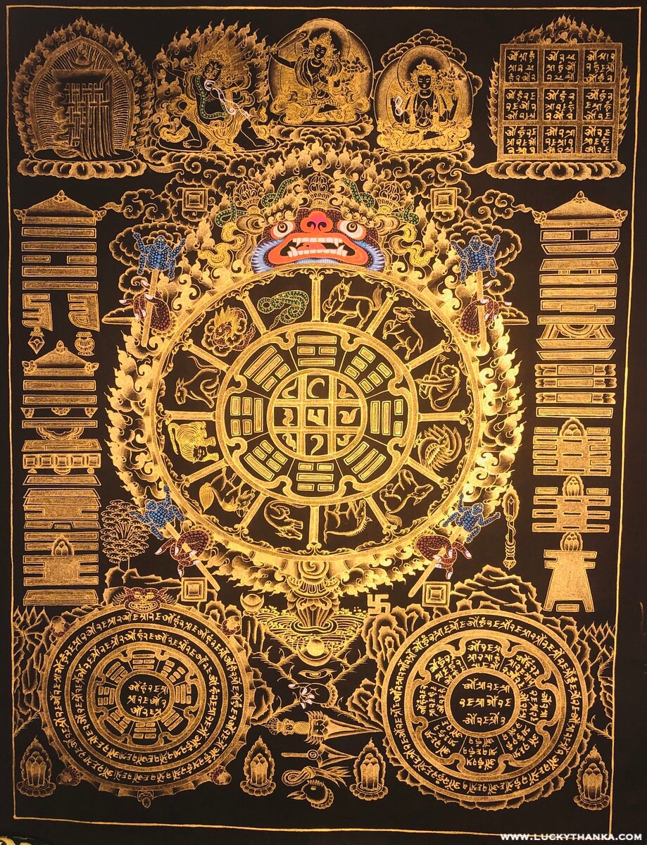 Tibetan Astrology Calendar Thangka Losar New Year Tibetan Etsy
