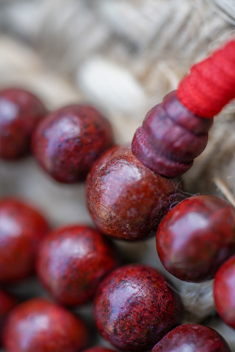 Genuine Rosewood Mala: Natural Wood Prayer Beads - Sacred Jewelry