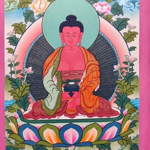 Kleine Amitabha Buddha Thangka Malerei für Meditation und spirituelle Praxis - Thangka eine Straßenkarte zur Erleuchtung
