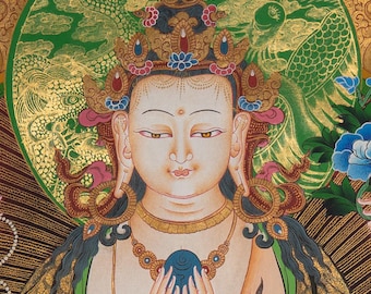本物のチェンレジタンカ絵画 | 手作りチベットアート | 仏教の慈悲の