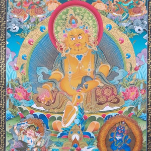 5 DZambala Thangka Painting - Kubera Wrathful deity for wealth and prosperity | Original tibetan thangka art
