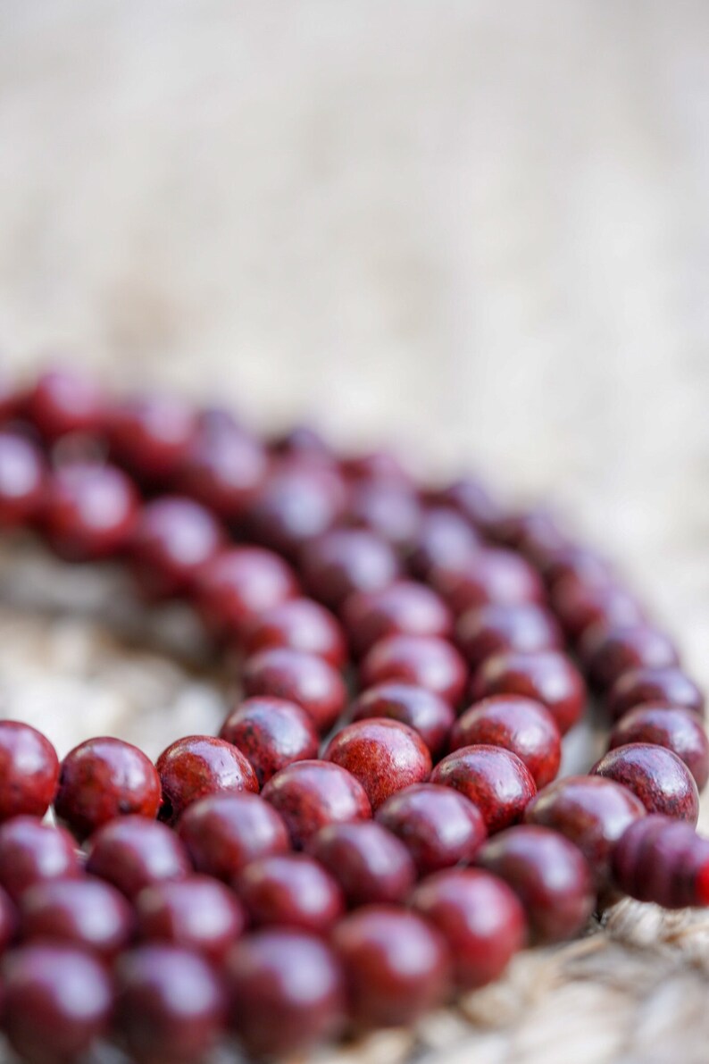 Genuine Rosewood Mala: Natural Wood Prayer Beads - Sacred Jewelry