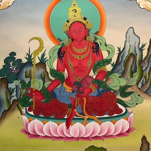 Red Tara Thangka Painting | Handpainted Tibetan Art | Buddhist Goddess of Compassion, Meditation and Healing