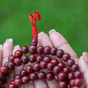 Genuine Rosewood Mala: Natural Wood Prayer Beads - Sacred Jewelry