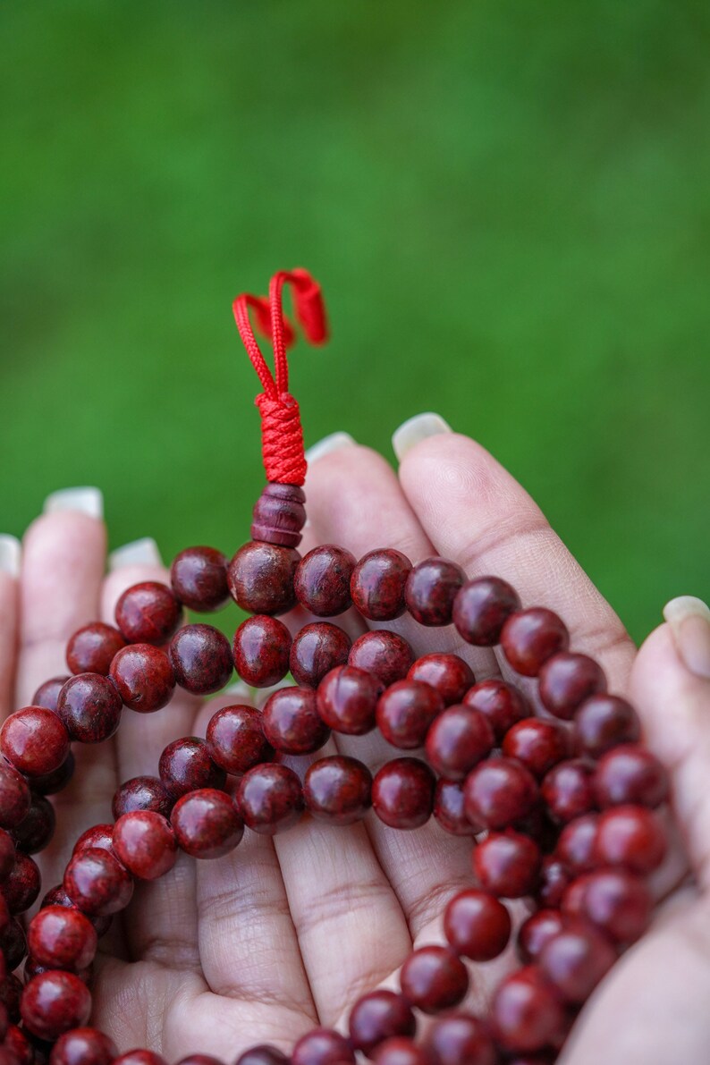 Genuine Rosewood Mala: Natural Wood Prayer Beads - Sacred Jewelry