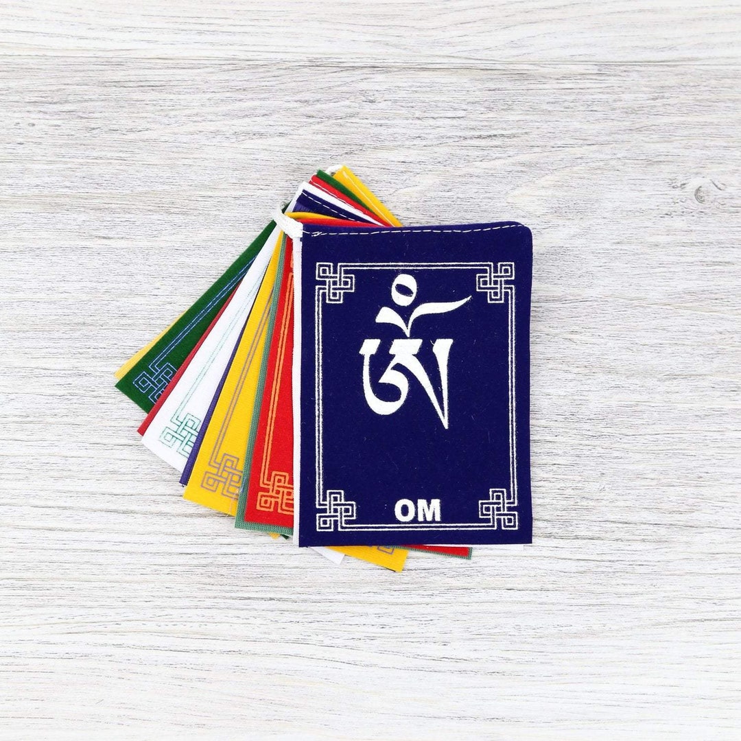Om Mani Padme Hum Buddhist Prayer Flag for Wall Hanging or Decoration