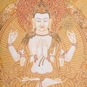 Chengresi Thangka Painting | Tibetan Art for Compassion and Spiritual Growth | Ideal for Meditation Spaces and Sacred Wall Decor
