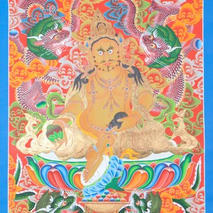 Zambala - God of Wealth Thangka | Authentic Tibetan Handpainted Thangka | Best for Wall Decor