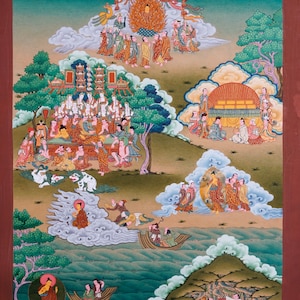 Buddha Life Thangka Art from Nepal | Best Buddhist Thangka for gifts | Pure Handmade Tibetan art from Nepal in Old style