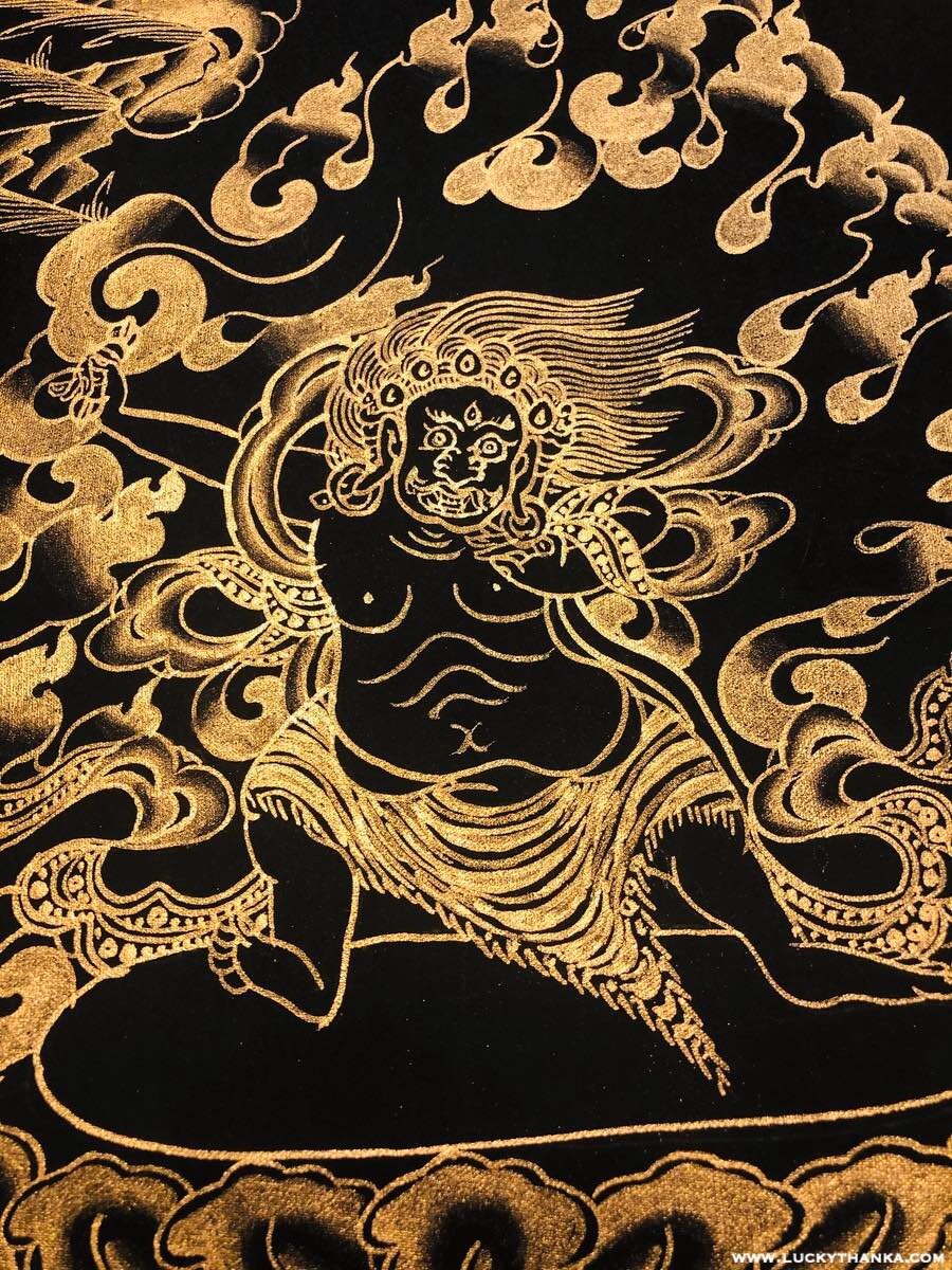 Exclusive - 5 Dhyani Buddha Kalachakra Mandala | Black & Gold
