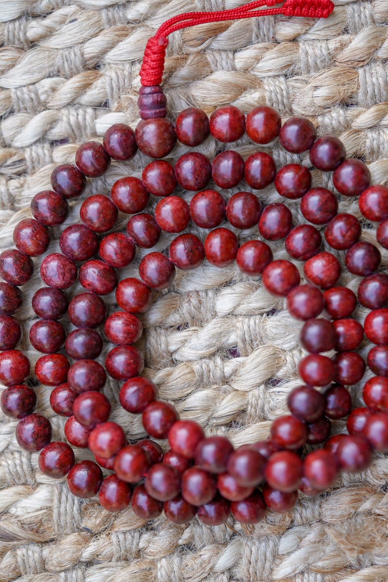 Genuine Rosewood Mala: Natural Wood Prayer Beads - Sacred Jewelry