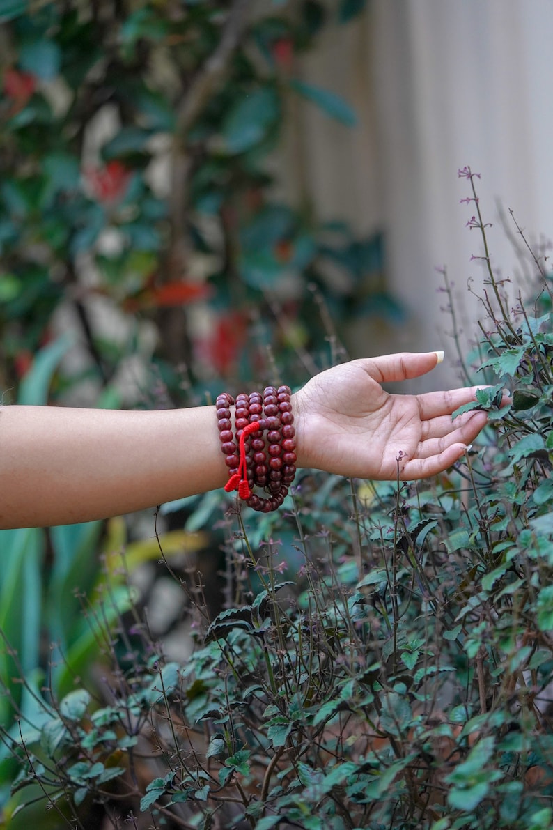 Genuine Rosewood Mala: Natural Wood Prayer Beads - Sacred Jewelry
