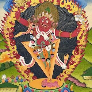 Vajrakilaya Thangka Painting | Hand-Painted Sacred Tibetan Artwork of the Fierce Deity for Protection, Power, and Spiritual Transformation