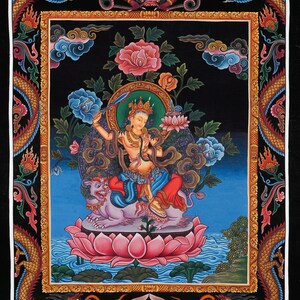 Manjushri Thangka Painting | Bodhisattva of Compassion - Newari Style Thangka - Tibetan Handicraft & Buddhist Paintings