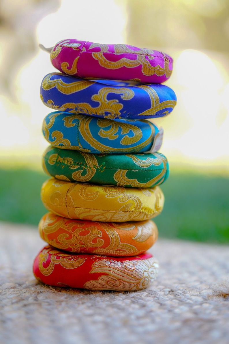 7 Chakra set Cushion for Singing Bowls.