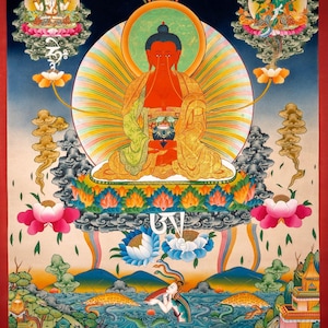 Amitabha Buddha Thangka painting - Tibetan Arts | High Quality Fine Painting