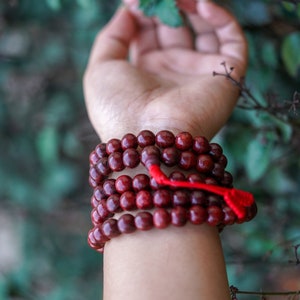 Genuine Rosewood Mala: Natural Wood Prayer Beads - Sacred Jewelry