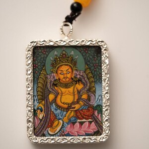 Zambala Painting Locket | Handcrafted Tibetan Amulet of Wealth & Abundance with Sacred Zambala Art