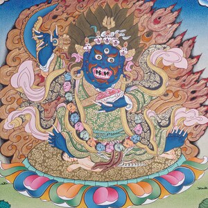 Mahakala Thangka Painting | Wrathful Deity Paining | Handpainted Tibetan Art for Protection, Strength, and Spiritual Power