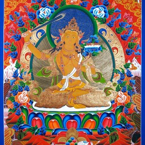 Manjushri holding Prajna - Genuine Tibetan Arts - Thangka Painting | Spiritual, Prayers and Meditation art