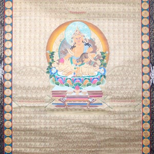 Thangka Painting of 1000 Zambala in Gold | Tibetan Art of God of Wealth for Wealth and Prosperity | Wall Hanging Decor