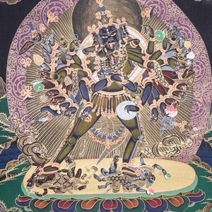 Kalachakra Shakti Thangka | Tibetan Painting of Wrathful Female Deity | Best for Wall Decor and Meditation
