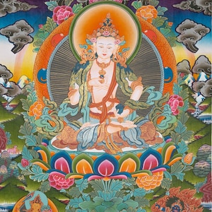 Vajrasattva Thangka Painting | Handpainted Tibetan Buddhist Art for Purification and Healing | Traditional Himalayan Spiritual Wall Decor