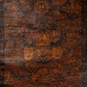 Antique Buddha Life Thangka | Sacred Journey in Tibetan Buddhist Art | Handpainted Himalayan Spiritual Wall Hanging | Meditation Room Decor