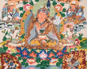 グル・リンポチェのタンカ（手彩色）｜壁の装飾やスピリチュアルな