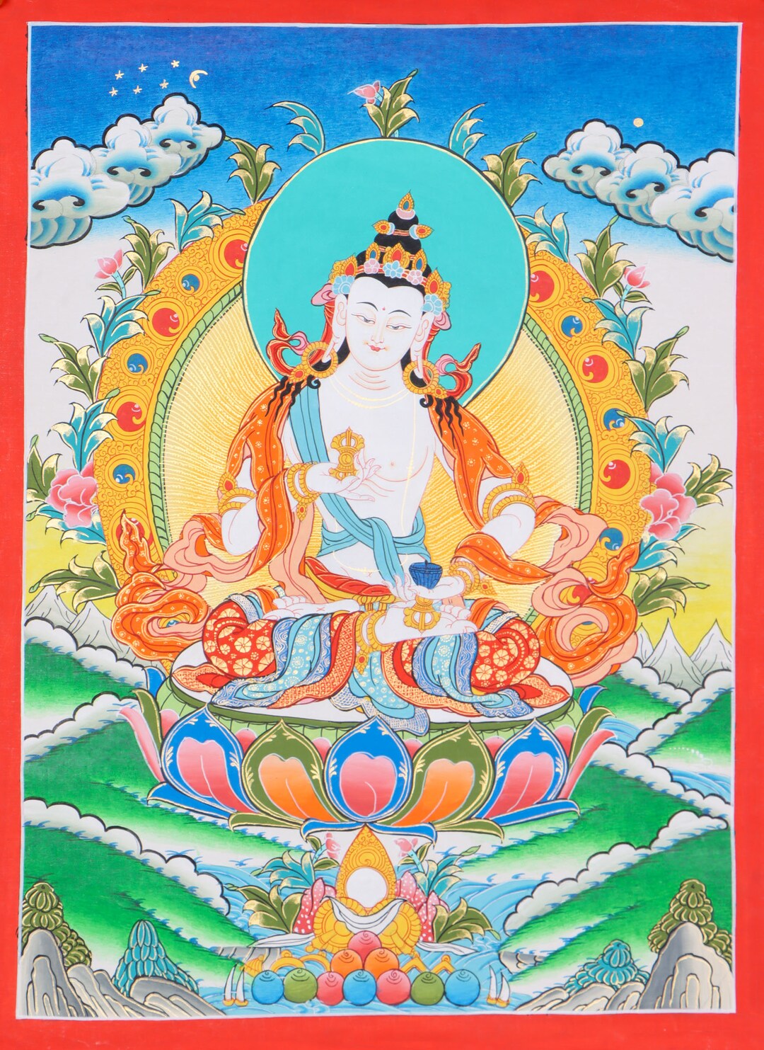 タンカアート 完成の母般若波羅蜜多タンカアート | 壁面装飾用 - ショップ Boudha