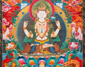 ヒマラヤの女神 ヤムナー ヒンドゥー教の女神：　タンカ　仏画（額縁なし） ヤムナー ヒマラヤの女神 ヒンドゥー教の女神： タンカ 仏画（額縁なし
