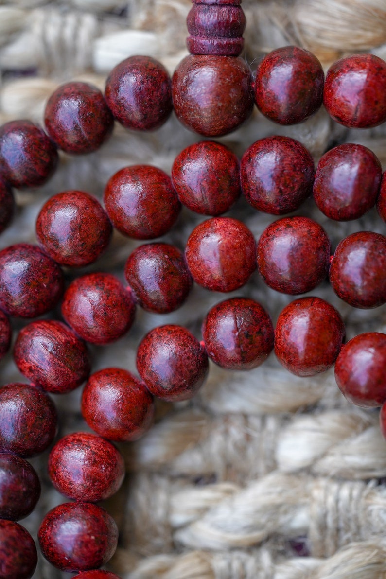 Genuine Rosewood Mala: Natural Wood Prayer Beads - Sacred Jewelry