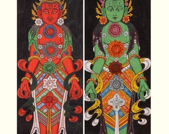 yogi　チベット密教版・7チャクラ　壱：　タンカ　曼荼羅　仏画 yoga ヨガ 7つのチャクラタンカ｜手描きチベット美術｜スピリチュアルエネルギー