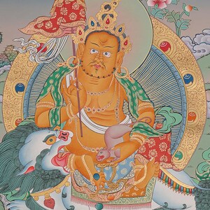 Hand-Painted  Zambala Thangka | Buddhist Tibetan Artwork | Ideal for Wall Hanging and Spiritual Decor